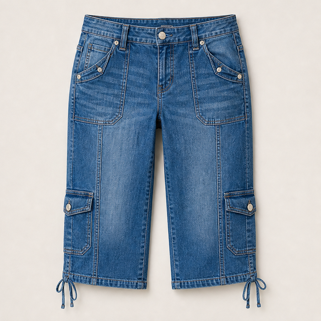 Varonella – Jeans Capri Gamba Dritta con Tasconi Medium Wash Blue