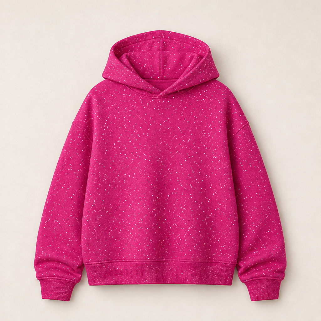 Luccosa – Felpa con Glitter e Cappuccio Fuchsia