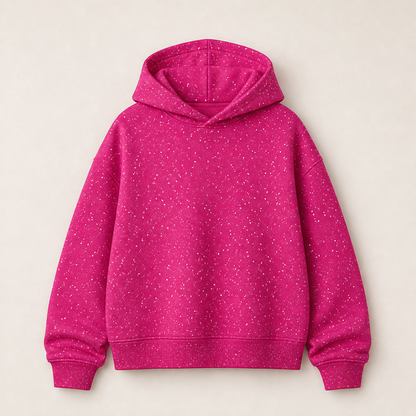 Luccosa – Felpa con Glitter e Cappuccio Fuchsia