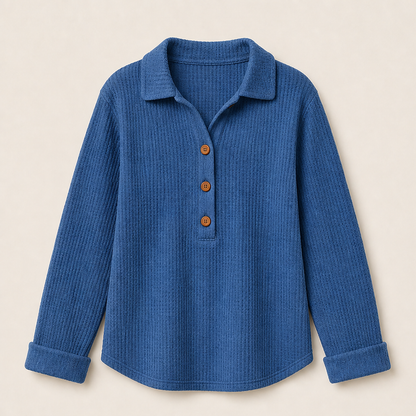 Morvenna – Maglia Henley in Maglia a Nido d'Ape Blue