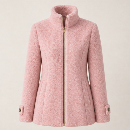 Morvenne – Giacca in Pile Collo Alla Coreana Pink