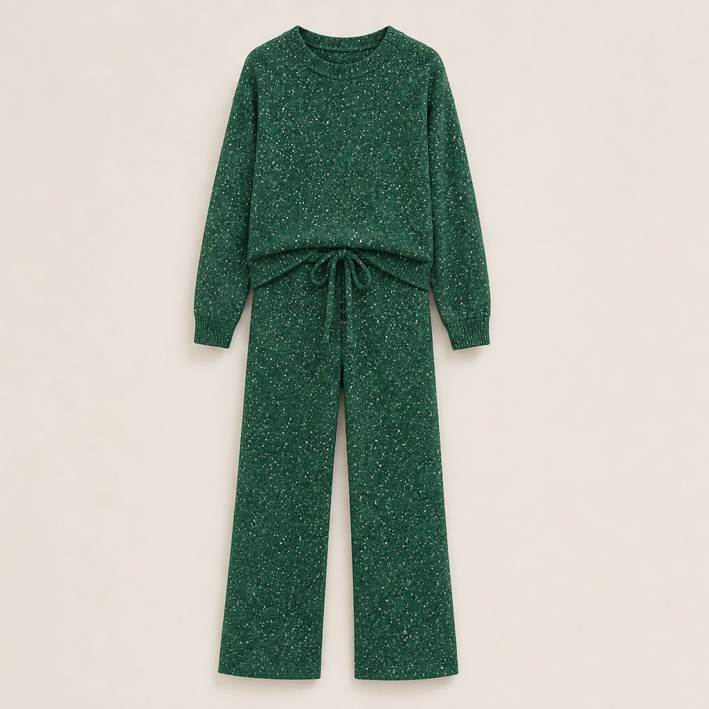 Luminetta – Completo Pullover e Pantaloni Glitterati Green