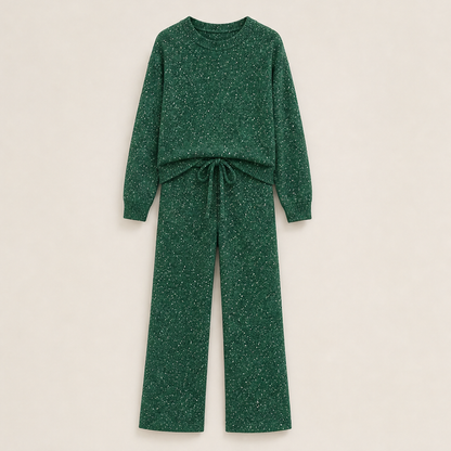 Luminetta – Completo Pullover e Pantaloni Glitterati Green