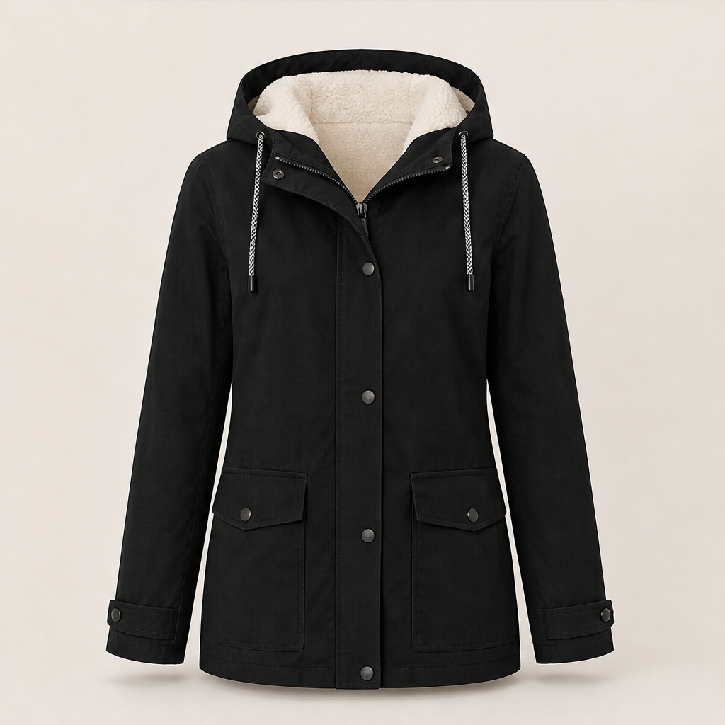 Calorra – Giacca Imbottita con Cappuccio in Sherpa Black