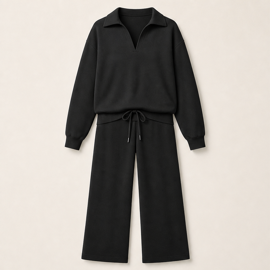 Nuvora – Scollo a V Completo Casual in Maglia Black