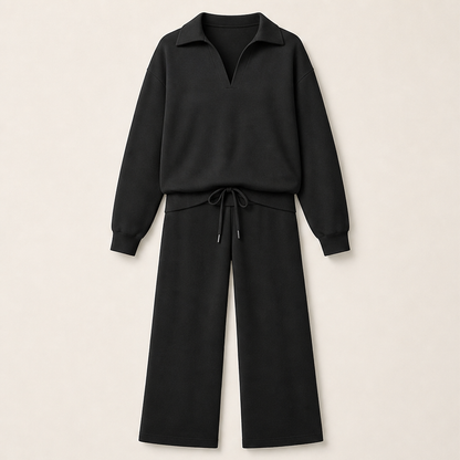 Nuvora – Scollo a V Completo Casual in Maglia Black