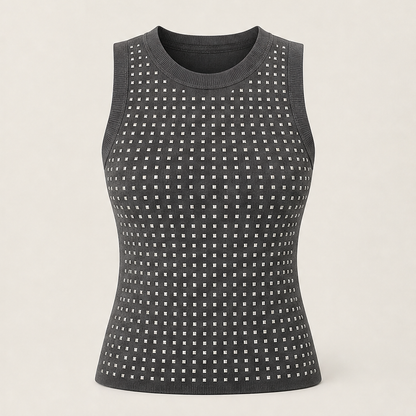 Lucenza – Canotta Aderente Strass Glitter Grey