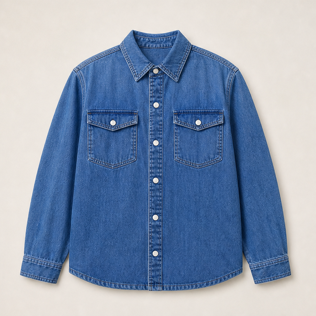 Vorano – Giacca-Camicia Oversize in Denim Blue