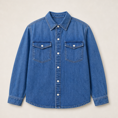 Vorano – Giacca-Camicia Oversize in Denim Blue