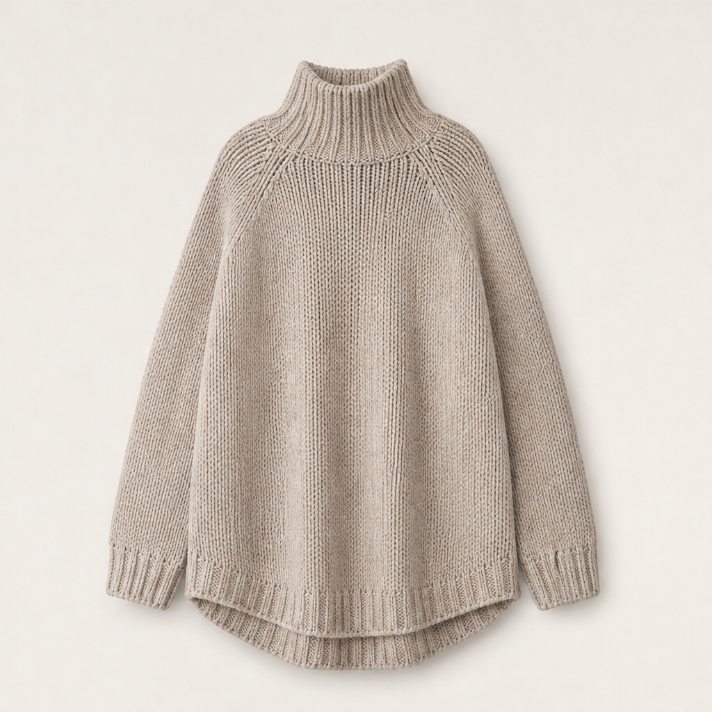 Vindalma – Maglione Dolcevita a Maniche Pipistrello Beige