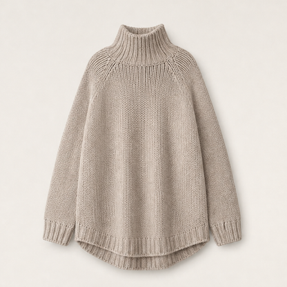 Vindalma – Maglione Dolcevita a Maniche Pipistrello Beige