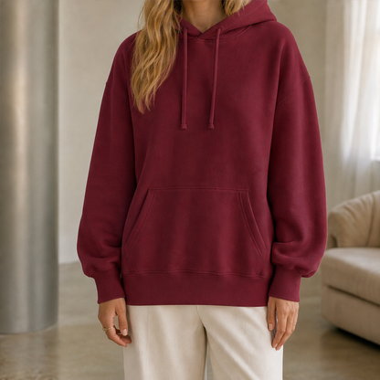 Morvale – Felpa Oversize con Cappuccio Burgundy