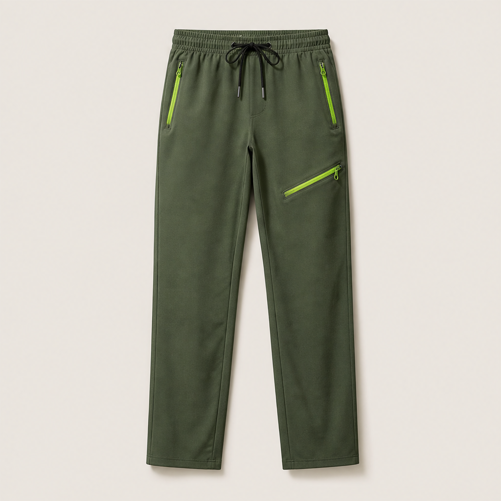Velostra – Pantaloni Sportivi con Zip a Contrasto Olive