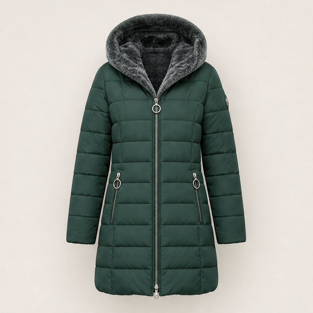 Luania – Piumino Lungo con Cappuccio Oversize Green