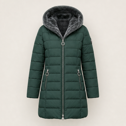 Luania – Piumino Lungo con Cappuccio Oversize Green