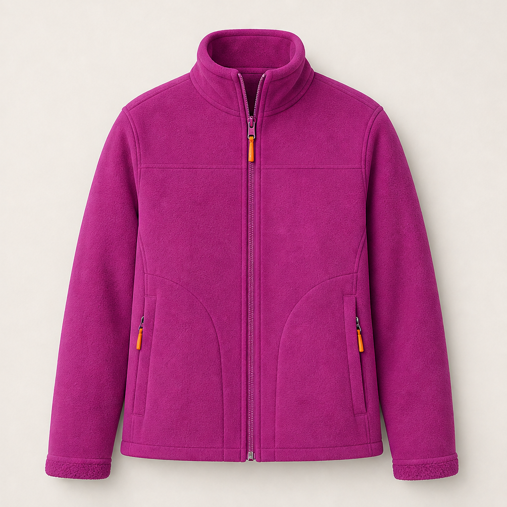 Velmora – Giacca in Pile Collo Alto Reversibile Fuchsia