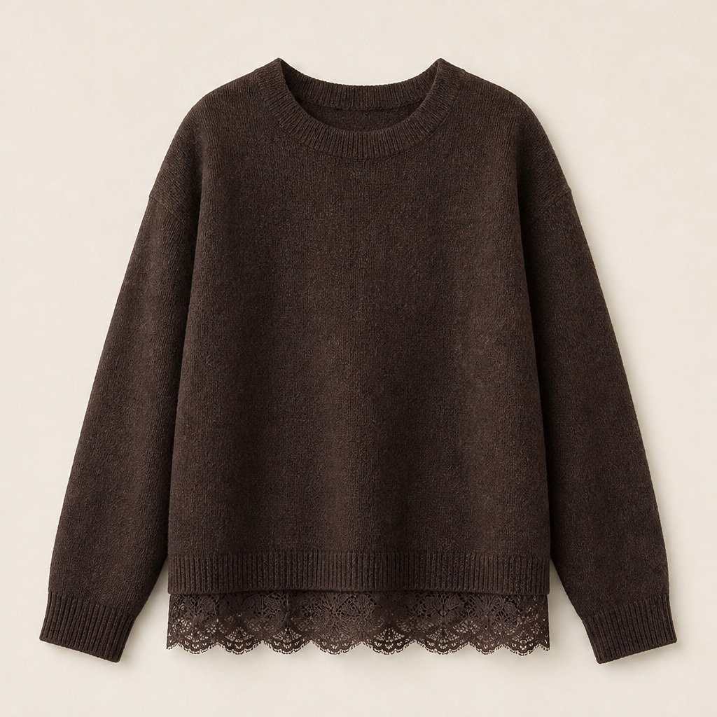 Novarla – Maglione Oversize con Pizzo Dark Brown