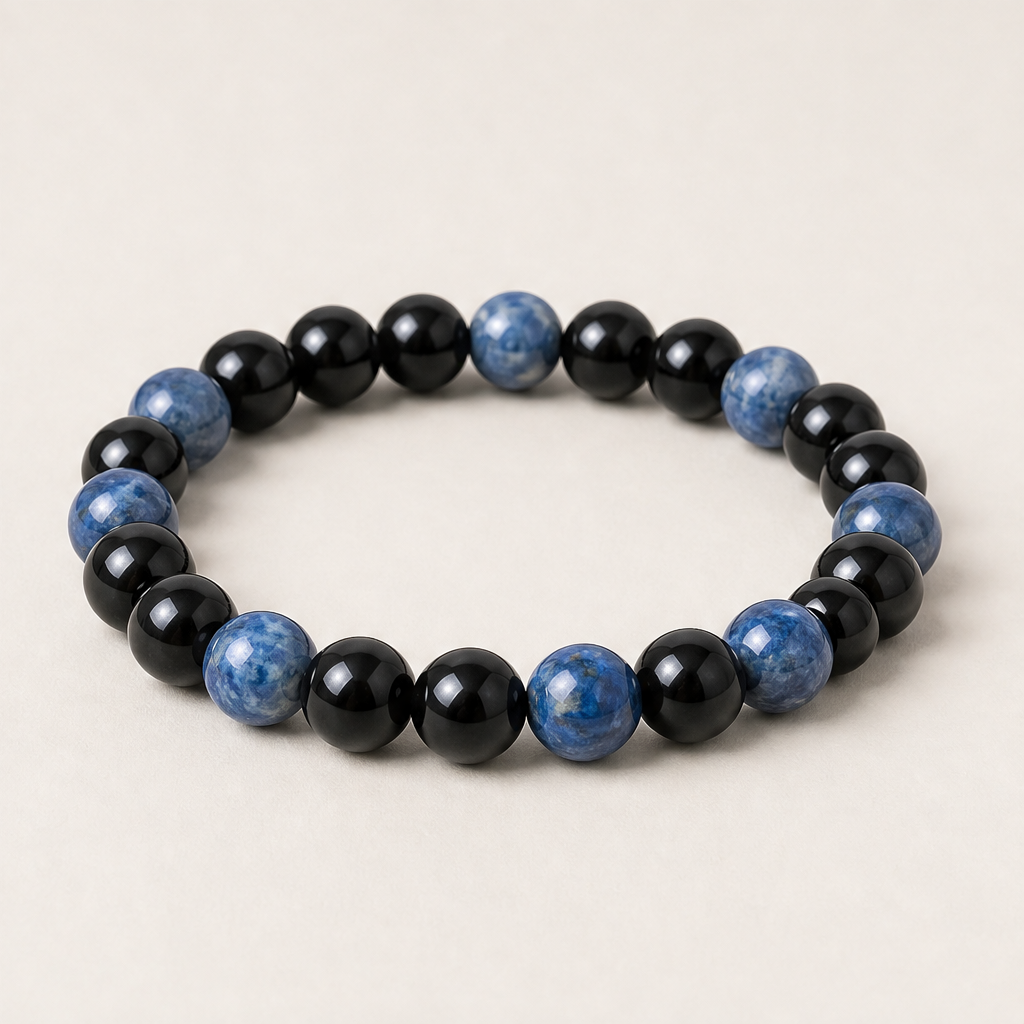 Pietrale – Bracciale Elastico in Pietre Naturali Black/Blue