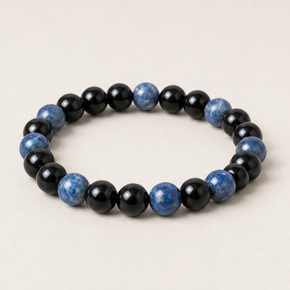 Pietrale – Bracciale Elastico in Pietre Naturali Black/Blue