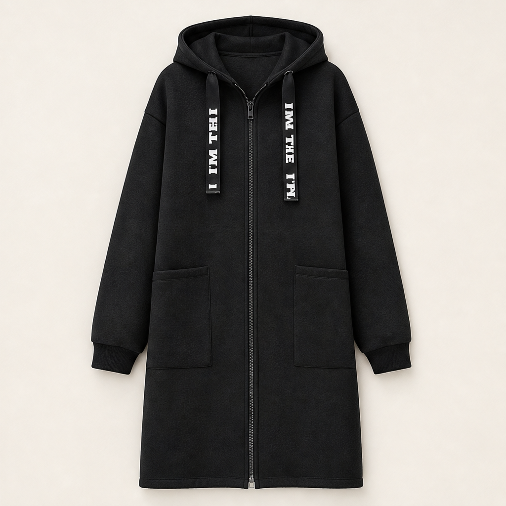Novaris – Felpa Lunga con Cappuccio Oversize Black
