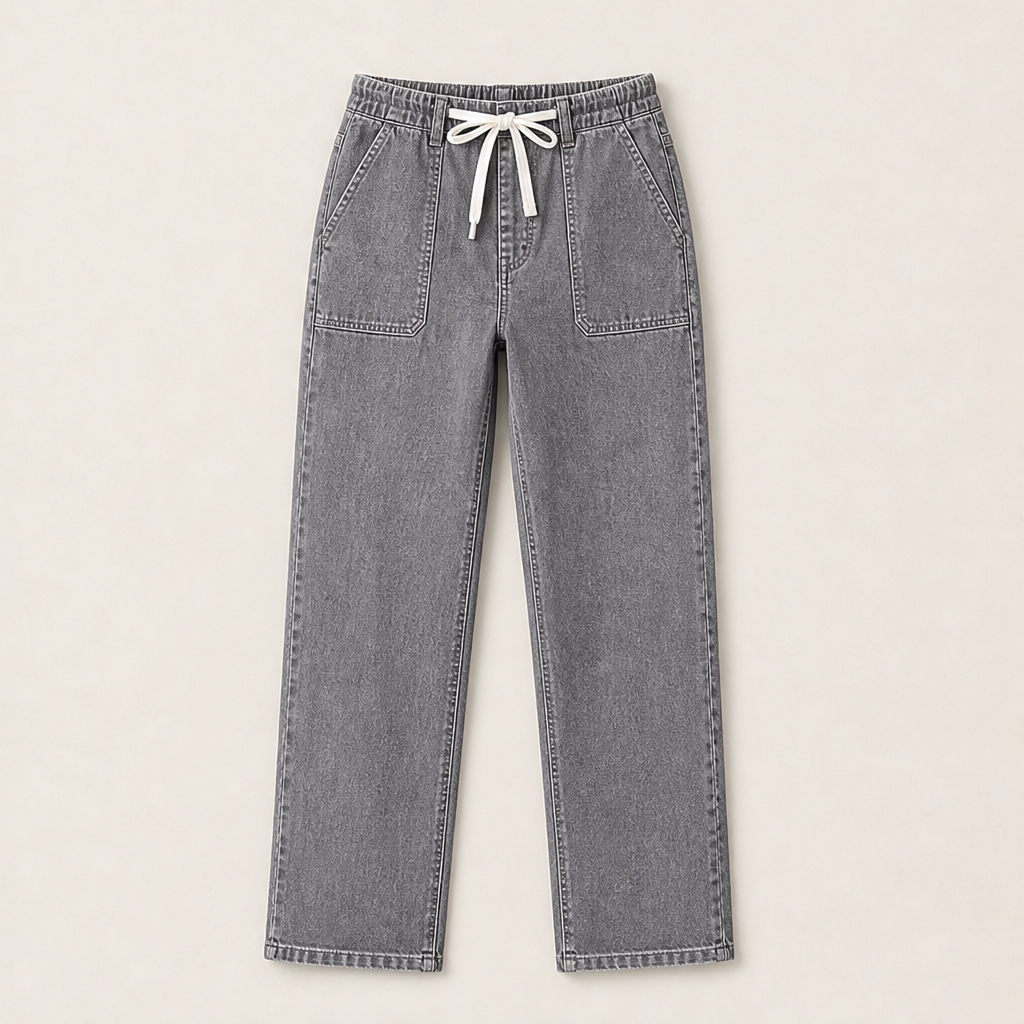 Denvara – Pantaloni Jogger in Denim con Coulisse Grey