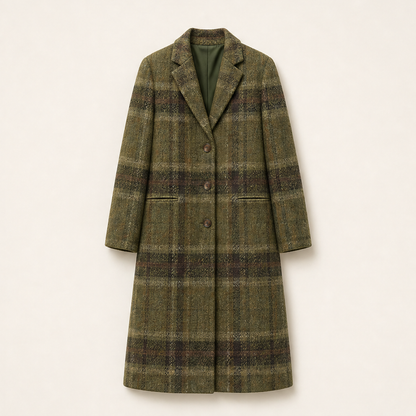 Varonne – Cappotto Lungo in Tweed a Quadri Green