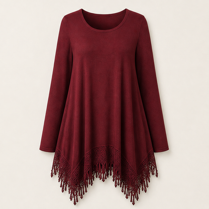 Velouna – Tunica Bohémien con Pizzo e Frange Burgundy