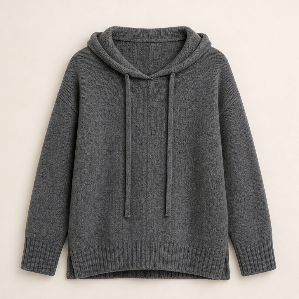 Novarine – Maglione Girocollo con Cappuccio in Maglia Grey