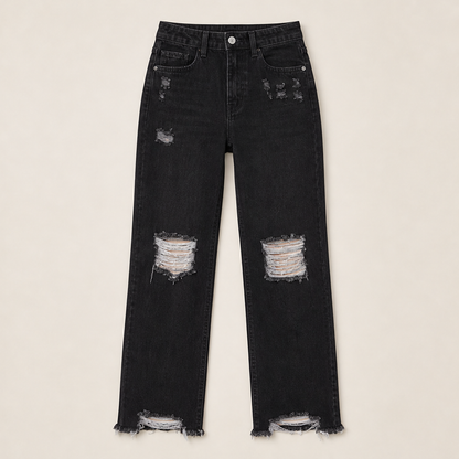Vareluna – Jeans Strappati Effetto Vintage Black
