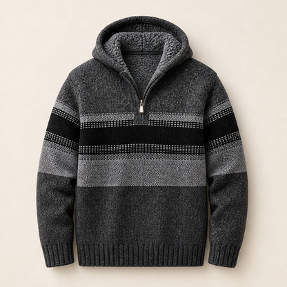 Calveno – Felpa con Cappuccio Effetto Maglia Foderata Termica Grey