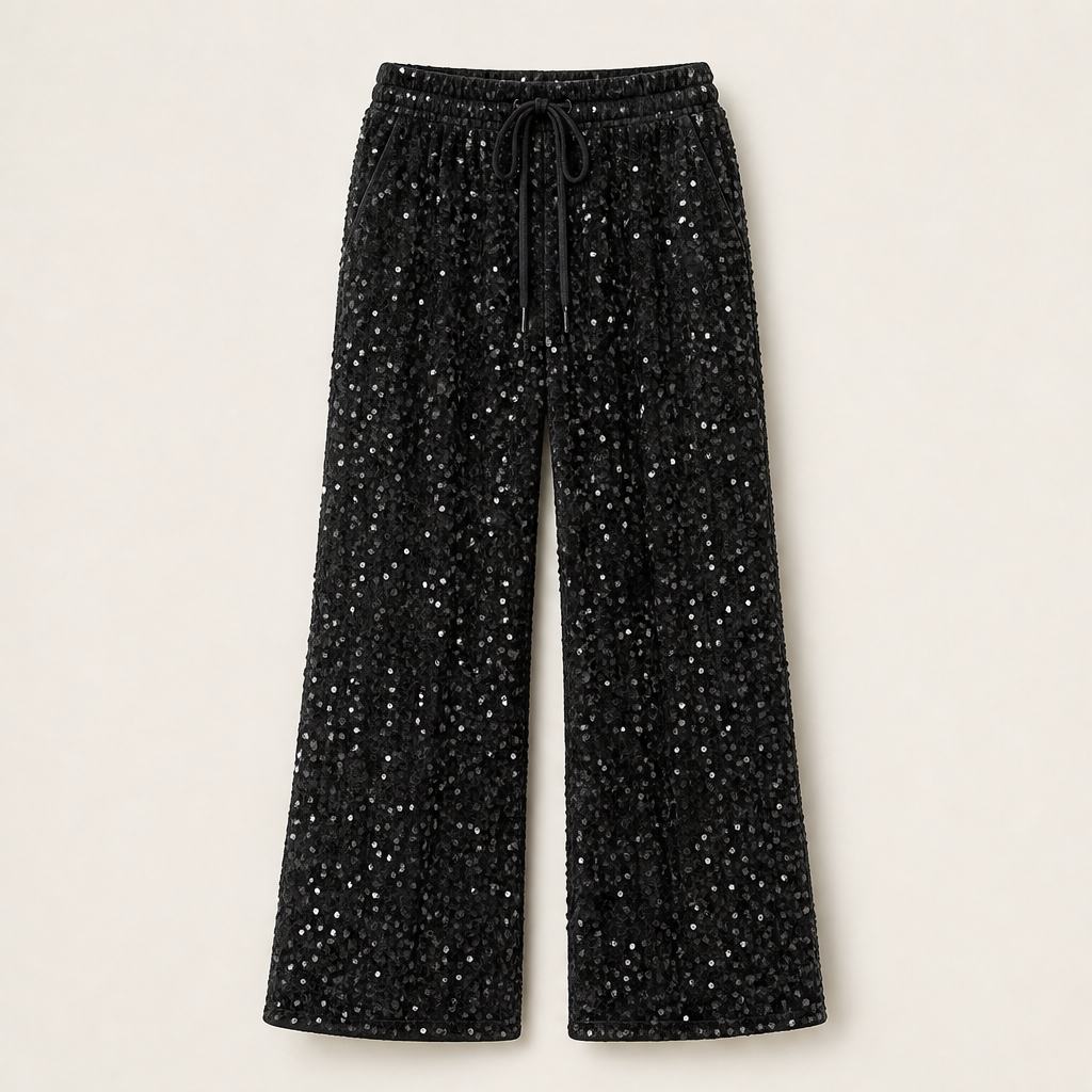 Luminetta – Pantaloni a Paillettes Velluto Black
