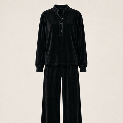 Velmora – Completo Due Pezzi in Velour Gamba Larga Black