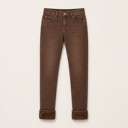Calorra – Jeans Skinny Foderati in Pile Brown