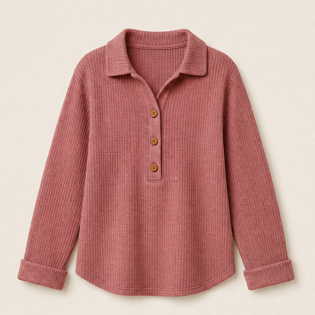 Morvenna – Maglia Henley in Maglia a Nido d'Ape Rose