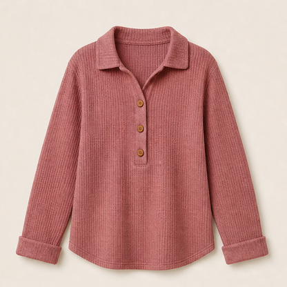 Morvenna – Maglia Henley in Maglia a Nido d'Ape Rose