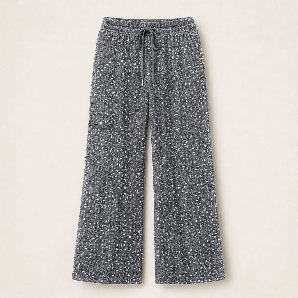 Luminetta – Pantaloni a Paillettes Velluto Grey