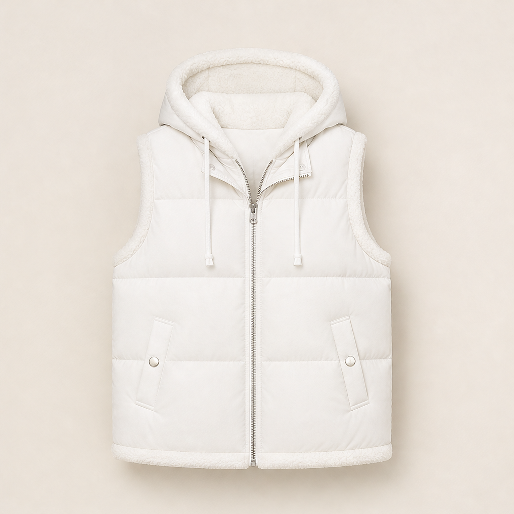 Vernasca – Gilet Piumino con Cappuccio Bicolore White