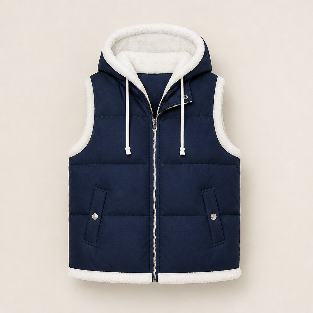 Vernasca – Gilet Piumino con Cappuccio Bicolore Navy