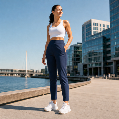 Pantaloni Cargo Vita Alta | Elasticizzati 4 Vie con Tasche Zip - Dalla Palestra alla Città Navy