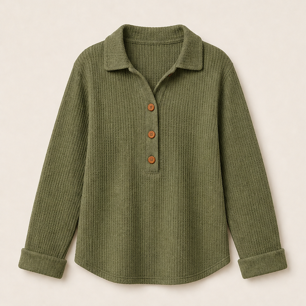Morvenna – Maglia Henley in Maglia a Nido d'Ape Olive