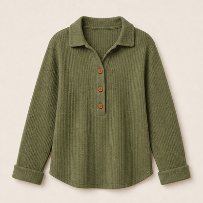 Morvenna – Maglia Henley in Maglia a Nido d'Ape Olive