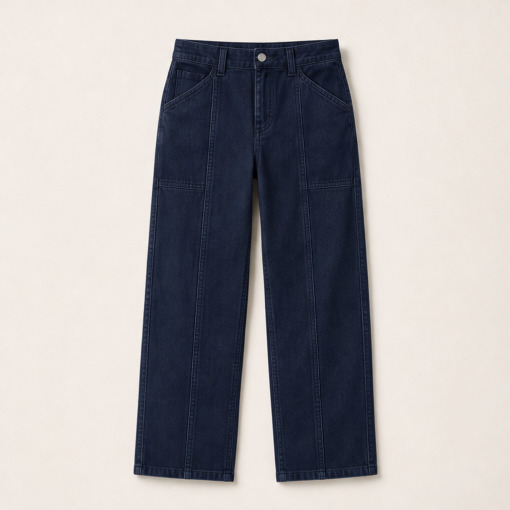 Verineo – Pantaloni Dritti con Cuciture Rinforzate Navy