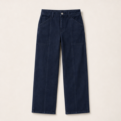 Verineo – Pantaloni Dritti con Cuciture Rinforzate Navy