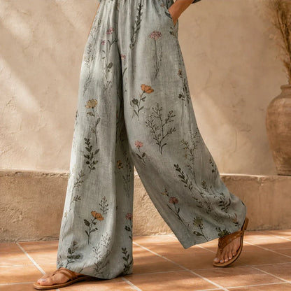 Wrenvale Tuta Floreale da Donna a Gamba Larga - Jumpsuit Estiva Smanicata con Scollo a V e Tasche